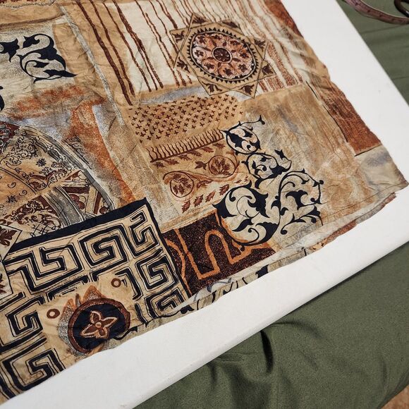 Vintage 80s 90s Stunt 100%  Silk Tank Top Blouse sz M/L brown earth tone ethnic - Picture 7 of 13